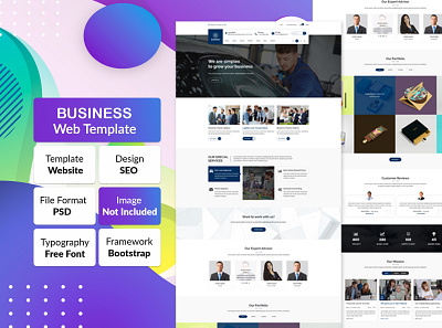 Business website design home page template illustraion landing page logo design web design website design