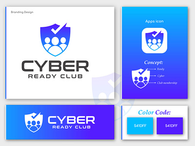 Cyber Ready Club Modern Logo Design brand identity branding business logo club logo cyber design gradient logo logo design minimalist logo modern logo nft scurity logo season typograph vector