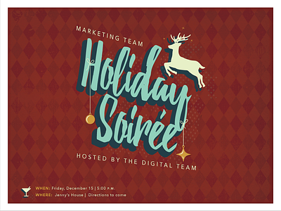 Holiday Soiree Invite chirstmas holiday invite reindeer