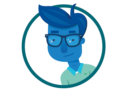 Ned blue character collar cowlick glasses guy hipster man person