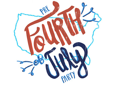 Fourth of July Party fireworks fourth of july lettering procreate usa