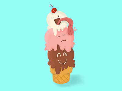 You're So Tasty cherry chocolate cone ice cream icecream lick makingarteveryday procreate strawberry summer vanilla yummy