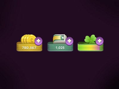 gaming ui chips design game luck money progress