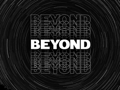 Beyond Final Artwork black circles fade fonts space stars white