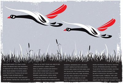 Goose Blind black geese goose blind grass hand pulled print marsh red reeds screenprint silkscreen silver metallic strawberryluna