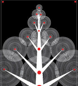 Circle Tree Sketch abstract black circles layers night pattern red sketch strawberryluna tree white