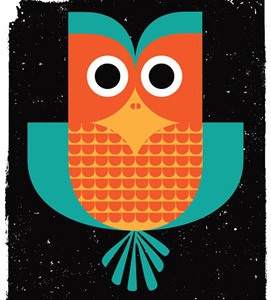 Bright Eyes Owl black bright eyes design illustration orange pattern poster screenprint silkscreen strawberryluna teal texture yellow