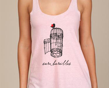 Sara Bareilles Bird Tank Mock bird black free heart cage merch pink red sara bareilles strawberryluna t shirt tank top