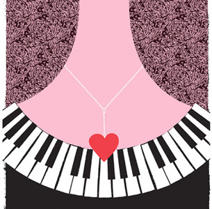 Sara Bareilles Tour Poster black feminie gig heart keys lace lady merch necklace piano pink poster red rock sara bareilles screenprint silkscreen strawberryluna texture tour woman