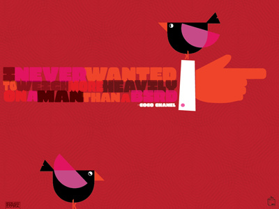 Design Milk July 2011 Desktop set bird coco chanel hand layers lettering magenta man orange quote red suit texture typography warm woman