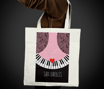 Sara Bareilles tote bag design, tour merch