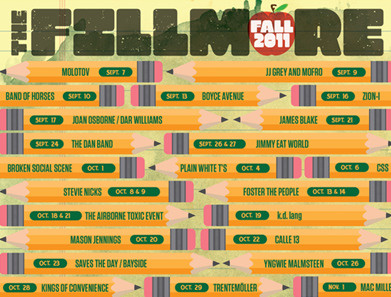 The Fillmore Fall 2011 apple back to school gig poster layers notepaper pencils poster san francisco the fillmore watercolor