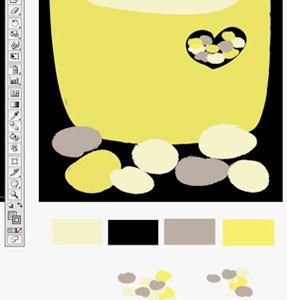 Pebbles adobe illustrator art print black cream critter design grey illustration pebbles sketching yellow