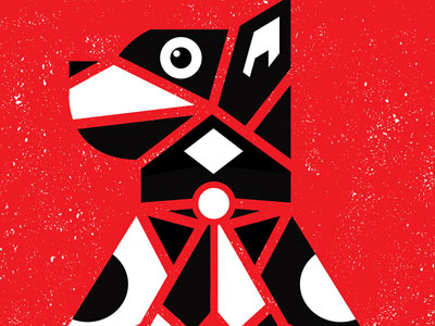 Woof! black dog gig poster hand printed hand pulled pittsburgh poster red rock poster screen print silkscreen strawberryluna totem white