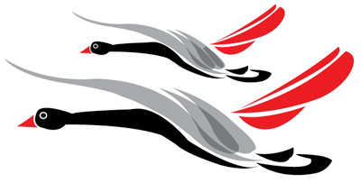 Geese adobe illustrator. black geese goose illustration red strawberryluna white silver