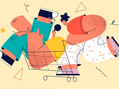 Shopping character color friendship fun giometry illustration shopping simple