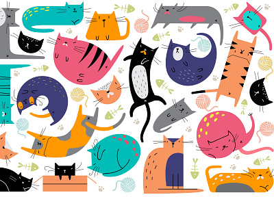 Cats branding cats color design funny illustration inspiration love