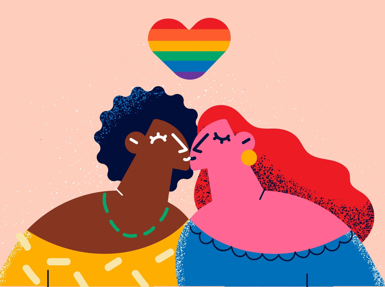 Love each other character color design girls graphic illustration lgbt love