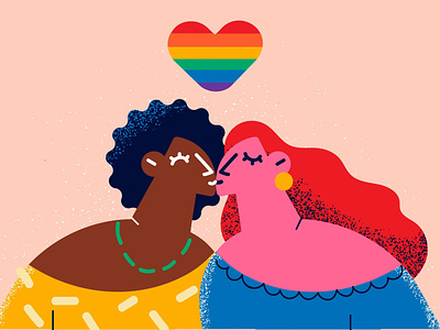 Love each other character color design girls graphic illustration lgbt love
