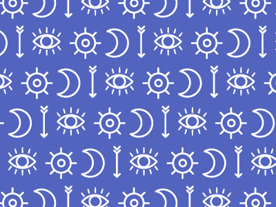 Evil Eye Pattern arrow evil eye eyeball icons moon pattern repeating pattern sun symbols