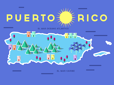 Puerto Rico Map atlantic ocean caribbean sea colorful colorful maps illustrated map island map map maps orgulloso puerto rico stories of place