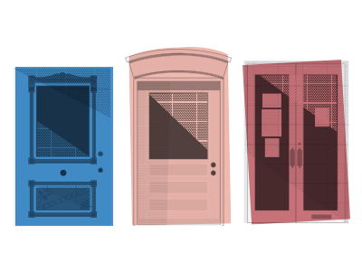Doors of North Lexington blue color studies doors downtown neighborhoods pink rectangular shading