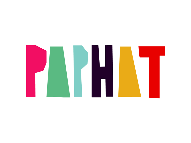PAPHAT animation cardboard confetti logo paper type