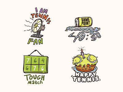 Tennis Fan athlete cartoon championships character cute doodle fun funny icon illustation sticker tennis