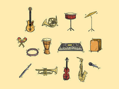 Instrument Handdrawn cartoon design icon illustration