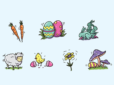 Easter cute funny handdrawn illustration icon vector