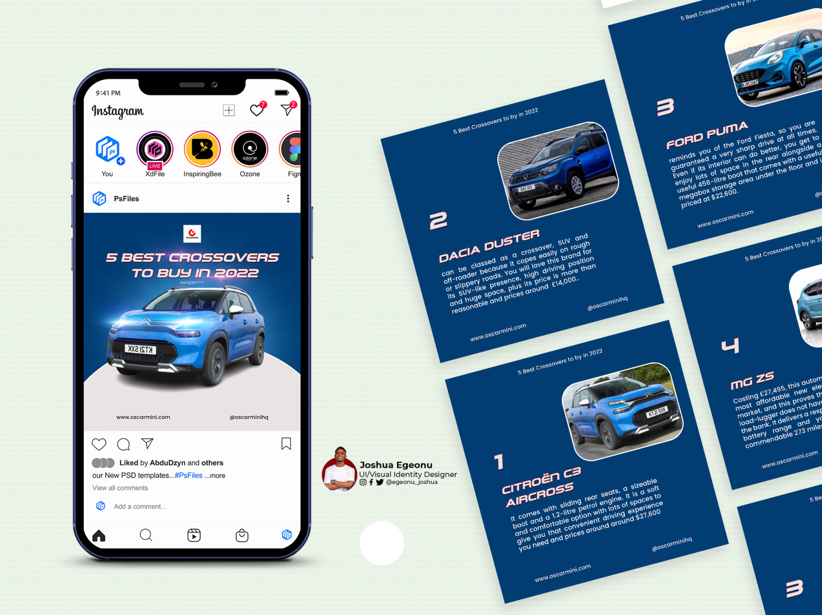 5 Best Crossovers to buy social media post by Joshua Egeonu on Dribbble