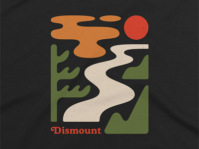 Dismount 2 bicycle clouds mountains path sun tree