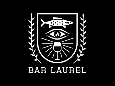 Bar Laurel bar branding crest eye fish laurel wine