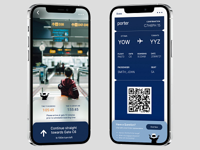 DailyUI 024 airline airport app appdesign boardingpass dailyui dailyui024 design navigation porter ui ux uxui