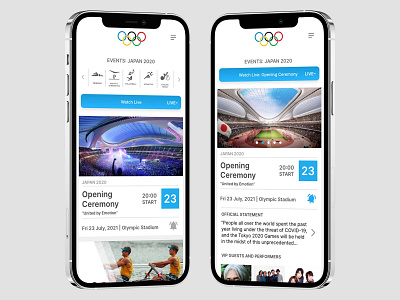 DailyUI 070 app appdesign dailyui dailyui070 design eventslisting games illustration logo olympicgames olympics sports tokyo2020 ui ux uxui web