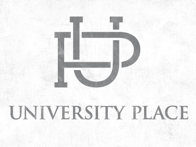 University Place Apartments Logo apartments buffalo buffstate college corealis design exchange graphics housing logo mark monogram type typography university