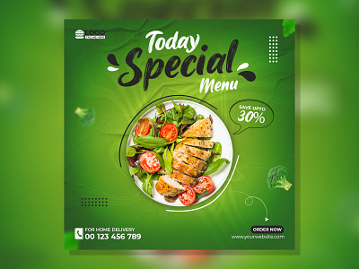 Restaurant Menu social media template for Instagram or Facebook