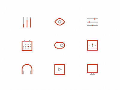 60 BiColored Icons Collection cms collection colors dashboard free grey icons outline player red set settings