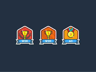 Badges app badges flat icons mobile orange prizes red stamps ui ux win