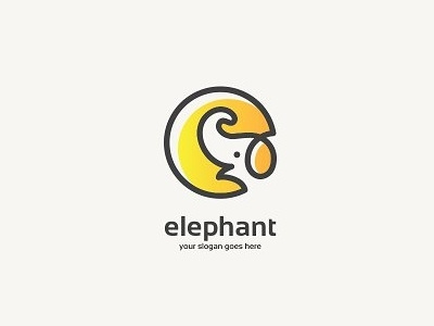 Elephant Logo animal art circle creative doodle drawing elephant kids wild yellow