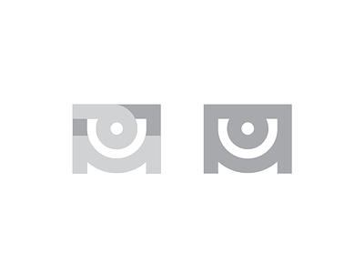 PLE003 - "P" and "M" branding construction eyeball grid icon logo m p
