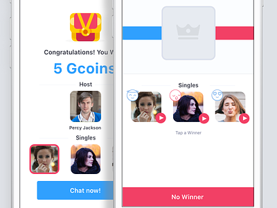Gdate - Winner selection appui dating game gdate iosapp minimal ui ux whitespace