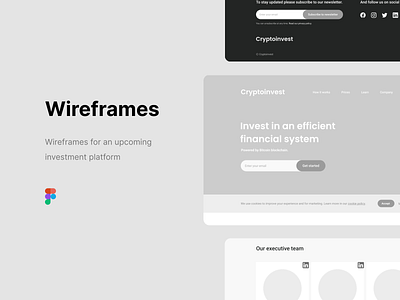 Wireframes for an upcoming investment platform