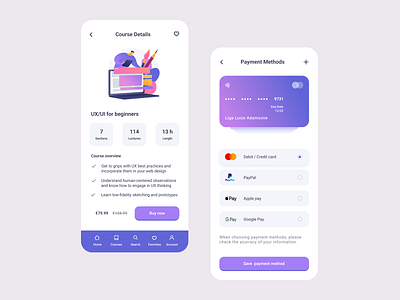 Learning app UI by Liga Luize on Dribbble