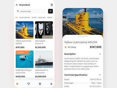 Luxury Submarine UI design app design ecommerce finance ui uiux ux