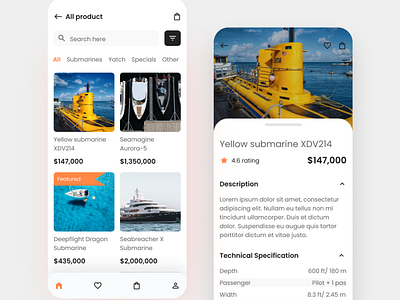 Luxury Submarine UI design