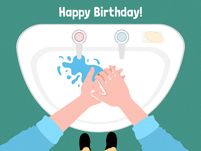 Washing your hands an singing happy birthday affinity designer clean cleaning coronavirus covid covid 19 covid19 current events flat funny hands happy birthday health healthy humour hygiene vector virus wash washing