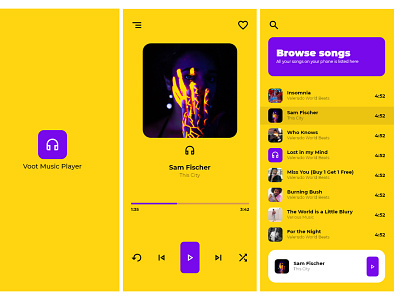 Voot Music Player UI app illustration music music player ui ux voot