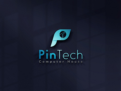 Pin tech logo for computer house