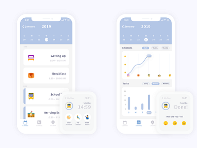 Visual Schedule for Autistic Children and Families apple watch autism calendar children inclusive design kids parents schedule summary ui ux ux design